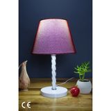 Moontime Alaçatı Bordo Elegant Komodin Abajur Beyaz Ayaklı Aydınlatma