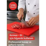 Moontime Alaçatı Kesme Tahtası Polietilen 25X40X2CM Kırmızı Et Meyve Sebze
