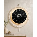Moontime Alaçatı Metal Camlı Duvar Saati (60X80 cm Büyük Boy) Işıklı Gerçek Cam Beyaz-Füme-Siyah-Gümüş