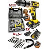 Moontime Alaçatı Metal Şanzuman Darbeli Güçlendirilmiş Pil Prime 99658PROX Çift Akülü Vidalama Pro Çanta Matkap Takım