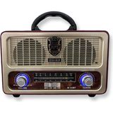 Moontime Alaçatı Nostalji Radyo Ahşap Görünümlü Kumandalı Bluetooth-Usb-Sd Kart Fişli, Şarjlı, Pilli Radyo