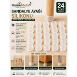 Moontime Alaçatı Silikon Masa Sandalye Ayak Koruyucu Kaydirmaz Sessiz Parke Cizilme Onleyici 24’lu Set