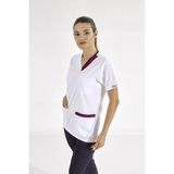Moontime Alaçatı Vişne-Lacivert Çift Yaka Lüks Likra Doktor Hemşire Forması Tek Üst