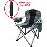 Moontime Alaçatı Xl Katlanır Büyük Kamp Sandalyesi Buz Bölmeli Gri Siyah