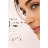 moonzy - minimalist & cozy 316L Çelik Düşmeyen Kıvrımlı Burun Hızması Zirkon Taşlı