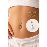 moonzy - minimalist & cozy 316L Çelik Tektaş Göbek Piercing Zirkon Taşlı Gold Gümüş Minimal Göbek Küpesi