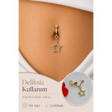 moonzy - minimalist & cozy Klipsli Yıldız Göbek Piercing Deliksiz Sıkıştırmalı Çelik Göbek Takısı Tek Adet