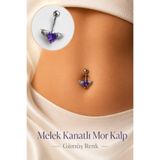 moonzy - minimalist & cozy Melek Kanatlı Kalp Göbek Piercing Zirkon Taşlı Gümüş Renk