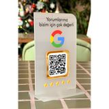 mooodcase Google Yorum QR Standı PleksiGlass Saydam Beyaz