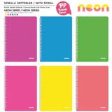 Mopak 72 Yp. Neon Serisi Pp Kapak Spiralli Defter - Kareli - 6 Adet