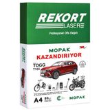 Mopak Rekort A4 Fotokopi Kağıdı, 80 g/m², 210x297 mm, 500 Yaprak, TOGG Çekiliş Kodlu (1)