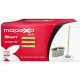 Mopexa Mozart No:01 Temizlik Seti Döner Başlıklı Mop Seti 3 Yedek Moplu 130 cm Saplı Sıkmalı Kovalı Temizlik Seti Profesyonel Ev Temizlik Mop Seti