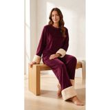 MOPİ Kadın Büyük Beden Peluş Kürk Manşetli Kadife Pijama Takımı Ev Giyim (M-5XL Seçenekli)