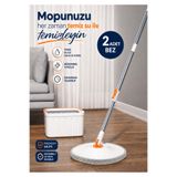 MOPPAK Otomatik Mop Temizlik Seti Temiz&kirli Su Ayrımı Mikrofiber Kare Başlık 2 Adet Bez