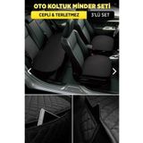 MOPS Yeni Oto Koltuk Minderi Kalın Kumaş- Kılıf 3 Lü-siyah Nakış