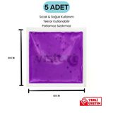 Mor 13X13 Cm 5 Adet Soğuk Kompres Jel Buz Aküsü Soğuk Zincir Buz Jeli Buz Torbası Strafor Kutu İçi Jel