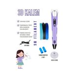 Mor 3D Kalem 3D Pen Yazıcı Kalem – 3 Adet 3 Metrelik PLA Filament (Toplam 9M) + USB Kablo