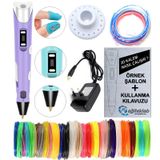 MOR 3D Kalem Yazıcı+25 renk 50 metre (25x2metre) PLA Filament