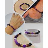 Mor Akik & Oniks Taşı 8mm Unisex Tasarım Bileklik Hawaii Model (7777)