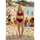Mor AVM Closet Şık Tasarım Burgulu Hızlı Kuruyan Bordo Yüksek Bel Bikini Takımı