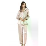 Mor AVM Pudra İkili Saten Gecelik Pijama Takımı 7647