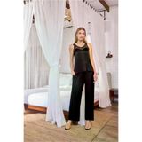 Mor AVM Viskon Dantelli ve Dekolteli Saten Pijama Takımı