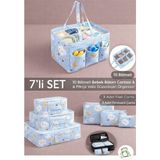 Mor Bebe 7li Set I 6'lı Set Desenli Bavul Valiz Içi Çok Amaçlı Organizer I Taşınabilir Bakım Çantası 2 Li Set