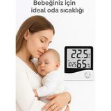 Mor Bebe Bebek Oda Termometresi I Dijital Oda Termometresi I Derece Termometre Isı Nem Saat Alarm Mini