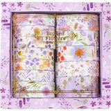 Mor Broken Flowers 10'lu Washi Tape Seti - Estetik Çiçek Desenli Dekoratif Kağıt Bant Seti