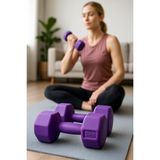 Mor Dambıl 2 kg x 2 Adet Vinyl Kaplı Fitness Dumbell Ağırlık Seti, 2KG2MORR - Çok Renkli