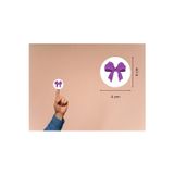 Mor Fiyonk Baskılı Etiket Lila Fiyonk Yuvarlak Mat Çıkartma Round Sticker 4 Cm (40 Adet)