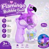 Mor Flamingo Bubble Gun Pilli Köpük Baloncuk Tabancası Işıklı Otomatik Çocuk Oyuncağı - Açık Mor