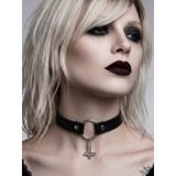 Mor Haç Detaylı Choker Kolye Kadın | Gotik Boyunluk Kolye | Punk Alternatif Moda Aksesuarı | Ayarlanabilir Yaka Kolyesi GTK7