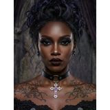 Mor Haç Detaylı Choker Kolye Kadın | Gotik Boyunluk Kolye | Punk Alternatif Moda Aksesuarı | Ayarlanabilir Yaka Kolyesi