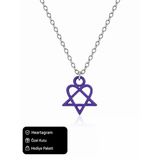 Mor Heartagram Sembol Tasarımlı Zincir Kolye – Modern Gotik Takı Hediye