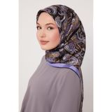 Mor Karışık Retro Twill İpek Eşarp