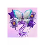 Mor Kelebek 2 Yaş Balon Set Mor Papatya Kelebek Konsept Doğum Günü Balon Set