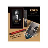 Mor kelebek 2026 İstikbal Atatürk Ajandası Ayraç Kartpostal Kalem - Kırmızı