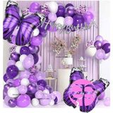 Mor Kelebek Folyolu Balon Zincir Set