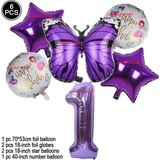 Mor Kelebek Mor Rakam Folyo Balon Set