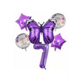 Mor Kelebek Mor Renk 7 Yaş Rakam Balon Set Doğum Günü Parti Mor Renk Helyum Balon Mor Rakam Balon