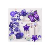 Mor Kelebekli Folyo Balon Zincir Set