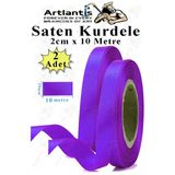 Mor Kurdele Saten 2 Cm 10 Metre 2 Adet Saten Kurdela Parlak Hediye Ve Süsleme Şeridi Süs Paketleme Çiçek Saç El