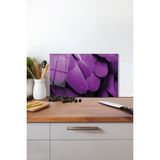 Mor Kuş Tüyleri Cam Kesme Tahtası, Silikon Ayaklı, Isıya Kırılmaya Dayanıklı ,sunum Kesme Tablası - 30 x 45 cm