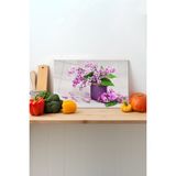 Mor Leylaklar Cam Kesme Tahtası, Silikon Ayaklı, Sunum Kesim Doğrama Tablası, Temperli ve Rodajlı - 30 x 45 cm