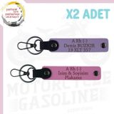 Mor Menekşe-Pembe, Motor Severlere Özel, İsim Plaka ve A Rh (-) Yazılı Özel Tasarım 2'li Anahtarlık