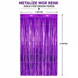 Mor Metalize Parti Perdesi 100X200 Cm – Kapı Arka Fon Perdesi