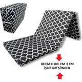 Mor Minder Katlanır Yer Yatağı Tek Kişilik Sünger Katlanır Minder Yatak 80X180 cm Sünger 8 cm Karaçatı Desen - 80 x 180 cm