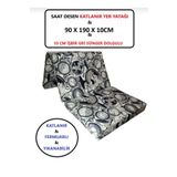 Mor Minder Katlanır Yer Yatağı Tek Kişilik Sünger Minder Yatak 90x190X 10 cm GRİ KALIN SÜNGER Saat Desen