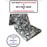 Mor Minder Katlanır Yer Yatağı Tek Kişilik Sünger Minder Yatak 90X190X 10 cm Gri Kalın Süngersaatdesen - 90 x 190 x 10 cm
